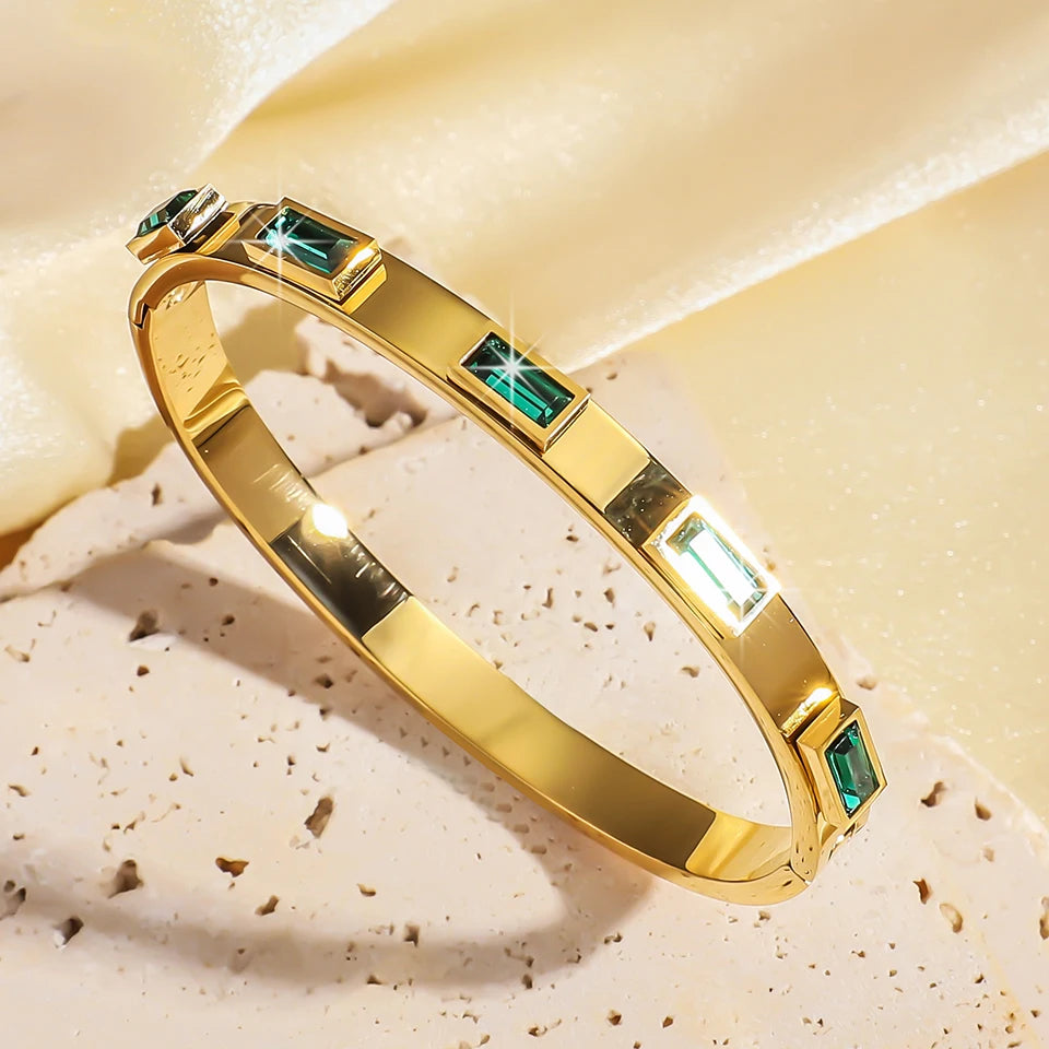 Gold Stacked Stainless Bangle Set