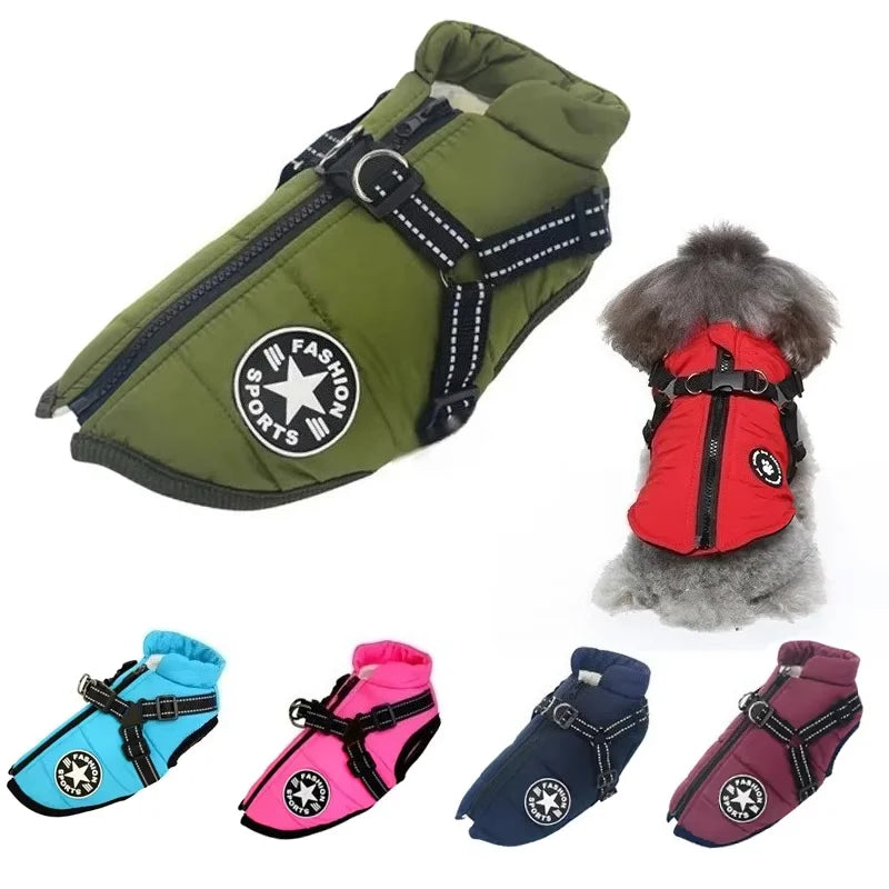 Waterproof Dog Coat with Built‑In Harness