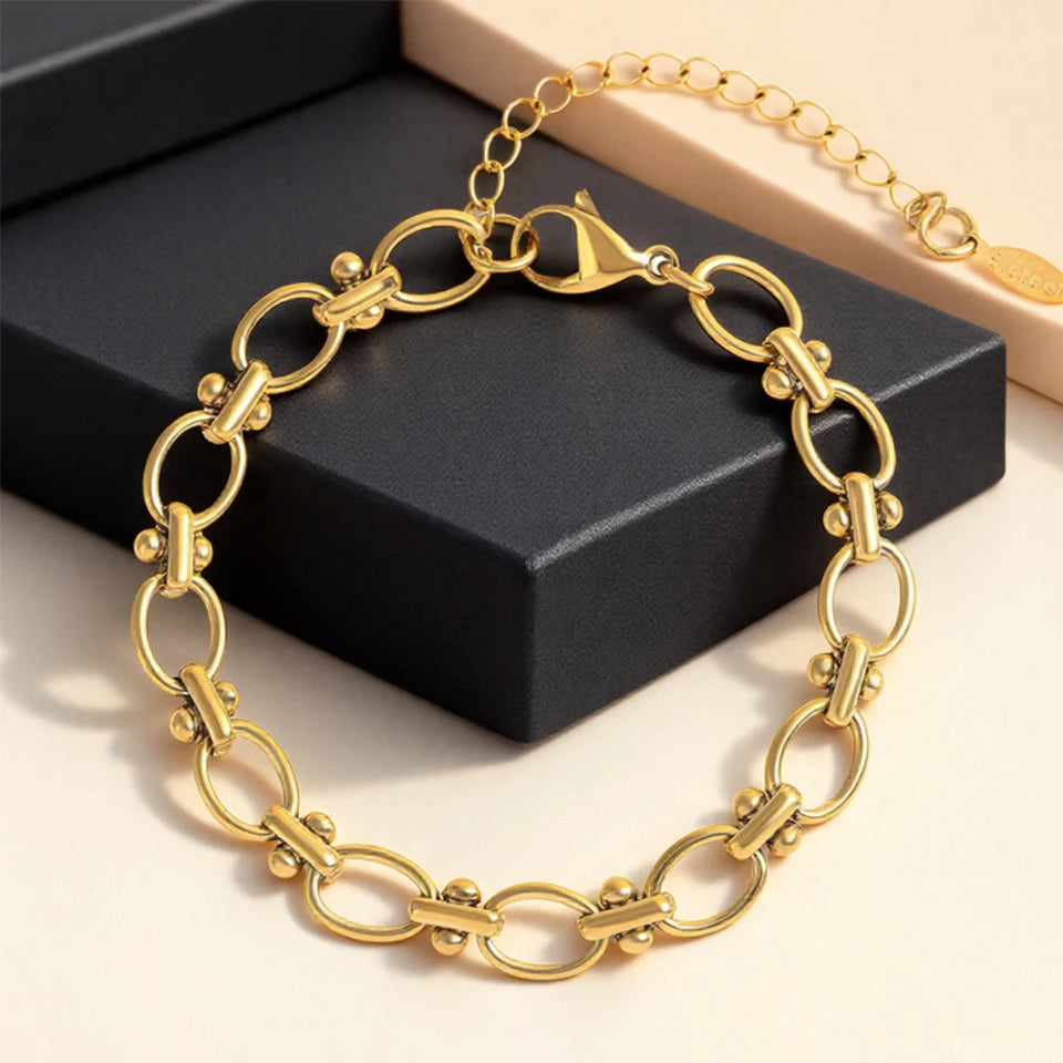 Gold Stacked Stainless Bangle Set