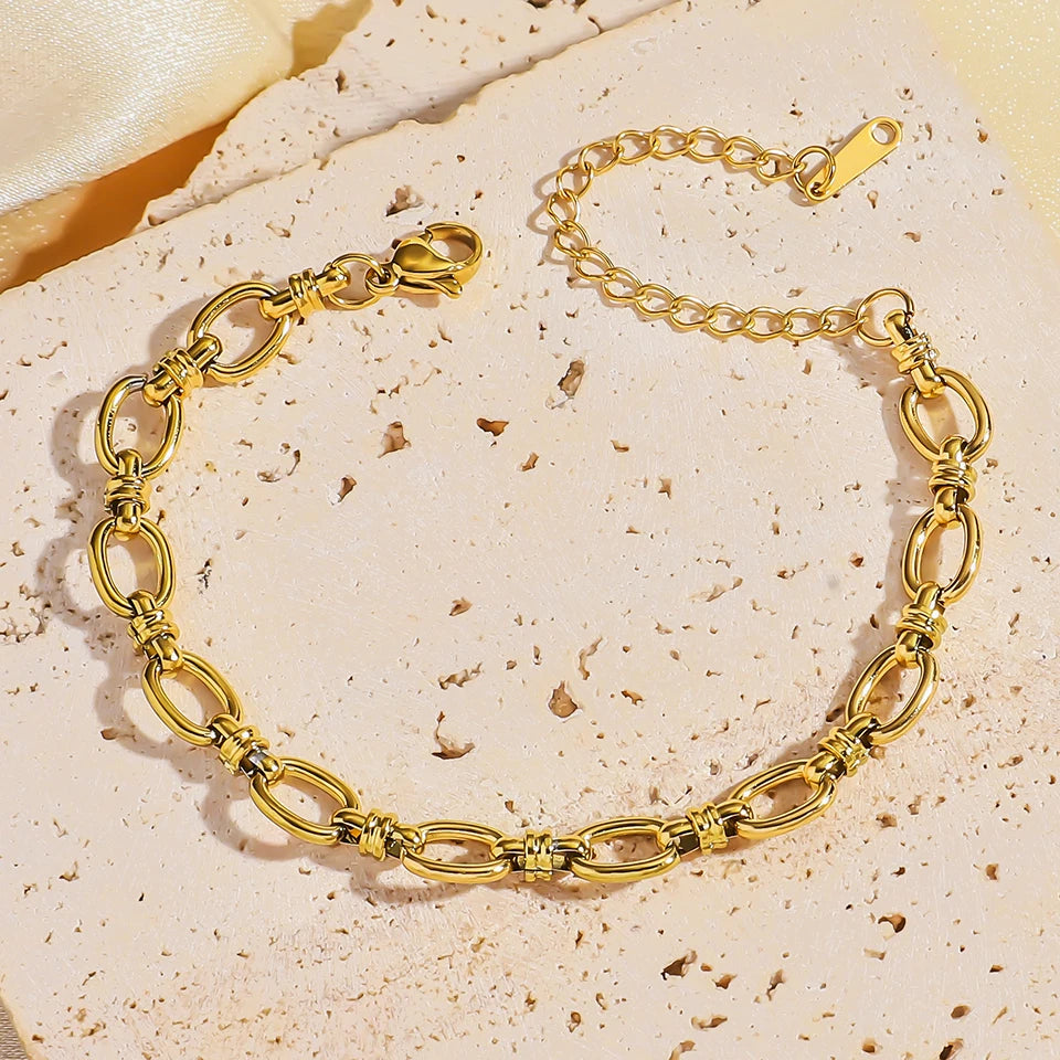 Gold Stacked Stainless Bangle Set